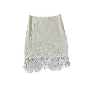 Haute Monde Women's White Crochet Classic Mini Skirt - Large